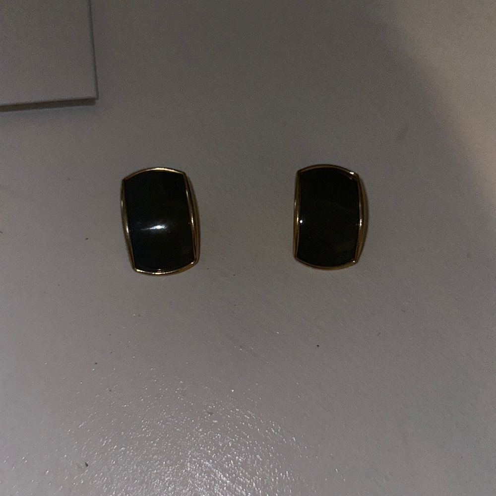 Black Enamel Stud Earrings